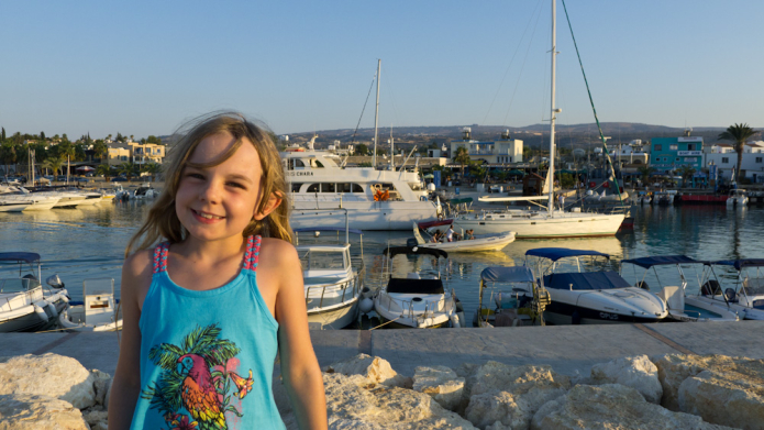 Nina posing at Latchi Harbour