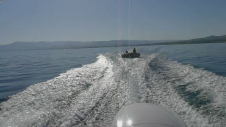 Kahra and Nina Cottam being towed